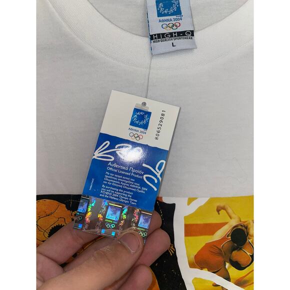 Vintage Olympics Shirt Games Human Scale Wrestling Art Tee 2004 Athens Large - Picture 6 of 11